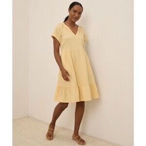 Pact Women's Coastal Double Gauze Breezy Dress Sungold Yellow Summer Size XL